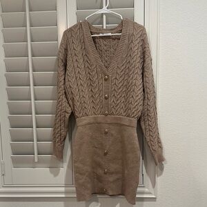 Cupshe Taupe Cable Knit Cardigan Dress